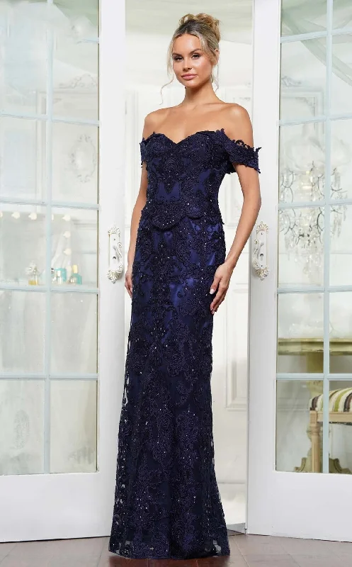 Clearance Sale Rina di Montella RD3144 Formal Long Peplum Fitted Lace Dress