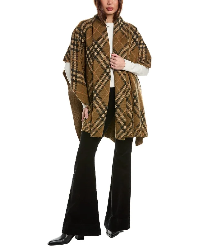 Savings Alert Burberry Check Wool & Mohair-Blend Cape