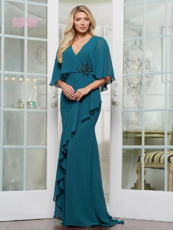 Crazy Deals Marsoni MV1339 Long Mother of the Bride Formal Cape Dress