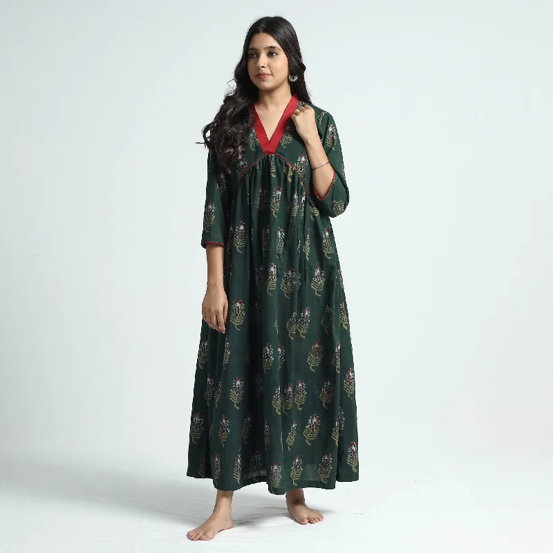 Lowest Prices Green - Nandana Hand Block Printed Cotton Dress