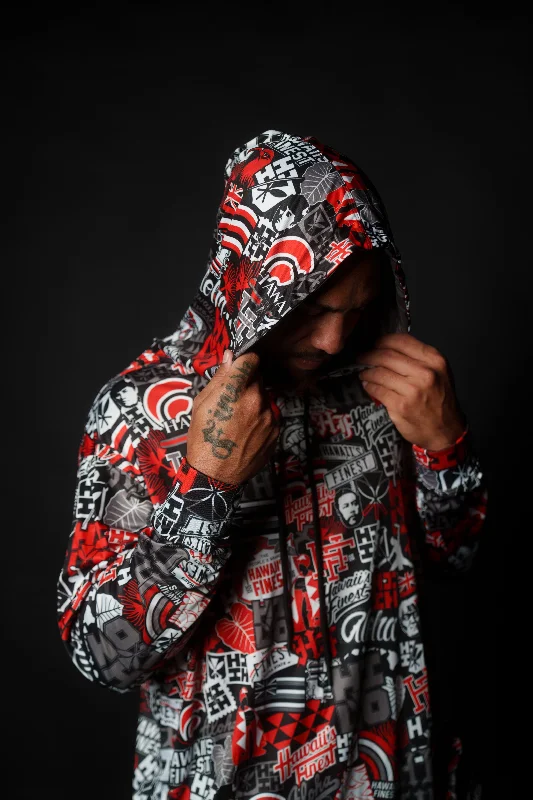 Major Savings HILO RED STICKERBOMB LONGSLEEVE W/HOOD
