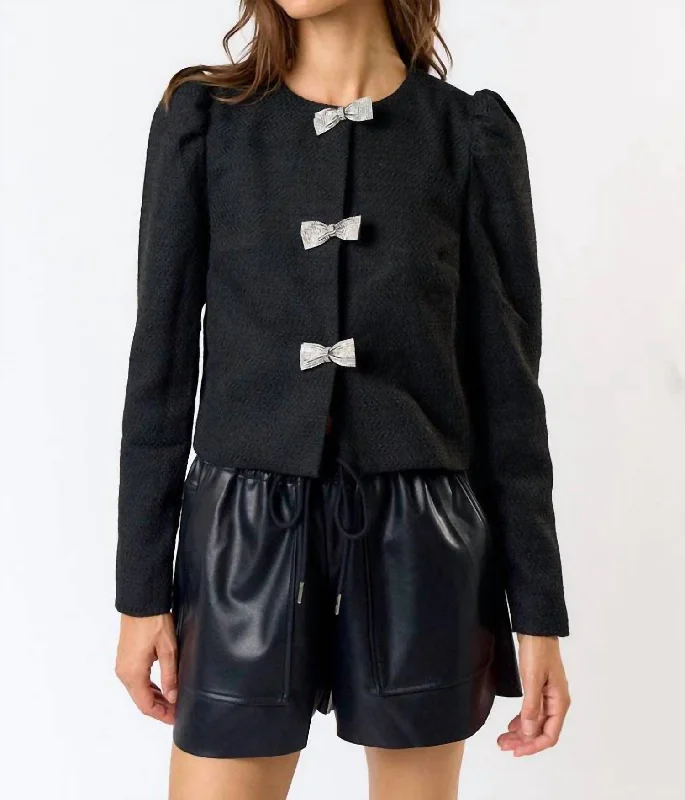 Customer Appreciation Sale Rhinestone Ribbon Jacket In Black