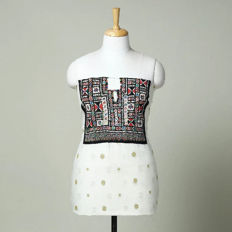 Low Prices White - Exclusive! Kutch Embroidery Work Cotton Kurta Material - 2.5 Meter