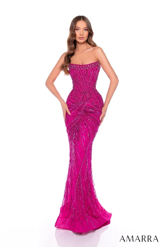 Shop and Save Amarra 88095 Beaded Sequin Mermaid Long Formal Prom Dress