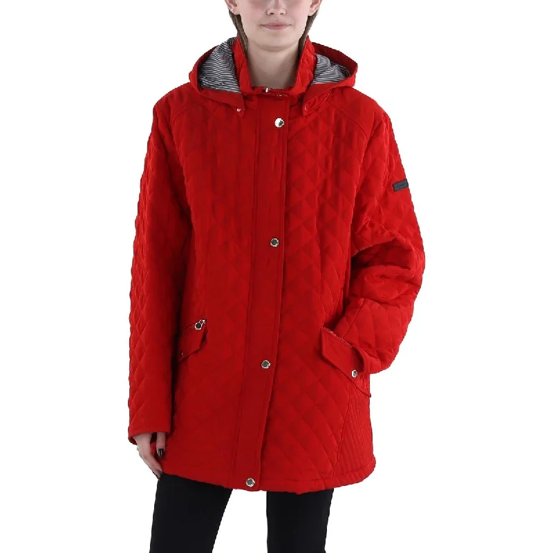 Don't Wait Plus Womens Hooded Midi Quilted Coat
