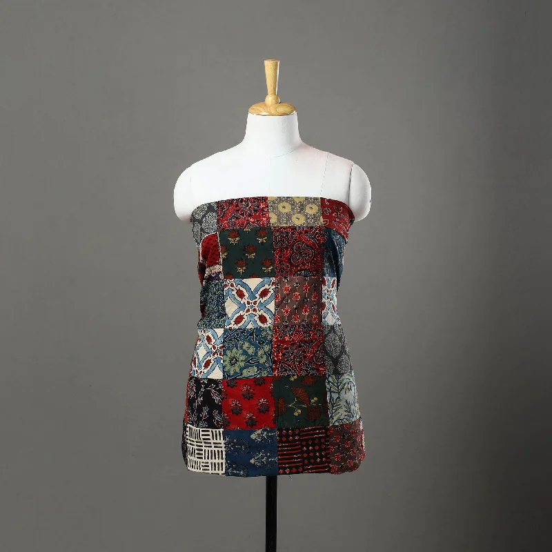 Unbeatable Prices Multicolor - Patchwork Ajrakh Print Cotton Kurta Material (3.2m) 22
