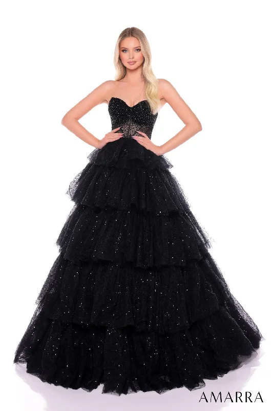 Referral Discount Amarra 88131 A Line Long Glitter Formal Prom Dress