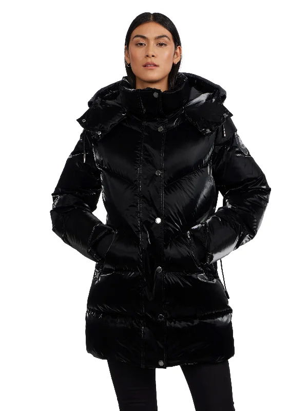 Limited Time Pajar Women’s Estelle Mixed Chevron Quilted Puffer with Detachable Hood
