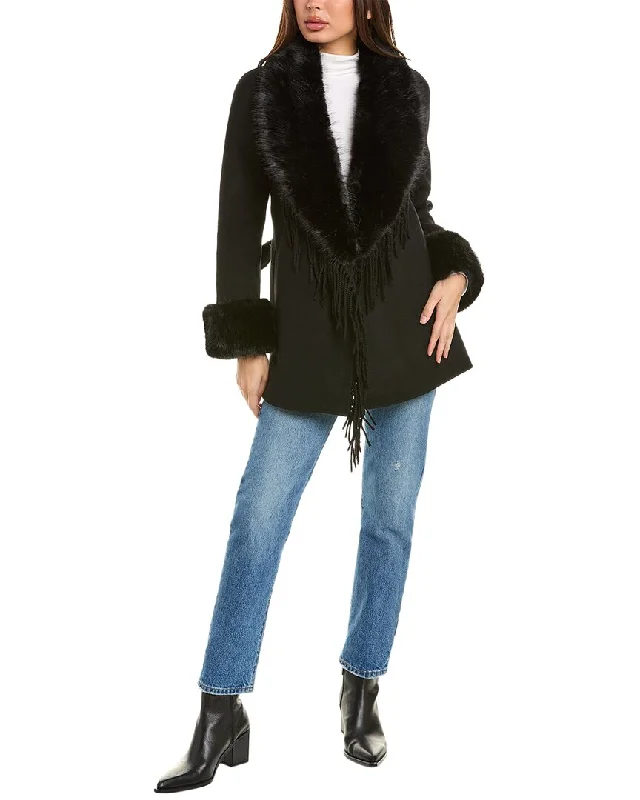 While Supplies Last Stella + Lorenzo Fringe Wool-Blend Coat