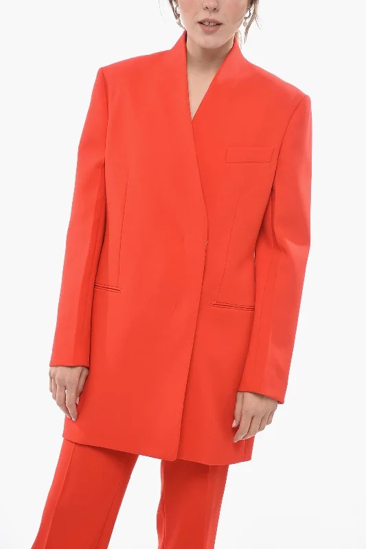Now or Never Salvatore Ferragamo Double-breasted Virgin Wool Reverless Blazer