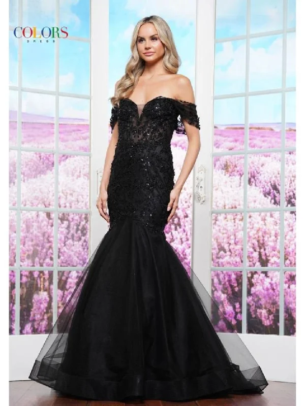 Year-End Sale Colors 3468 Long Fitted Formal Beaded Prom Dress
