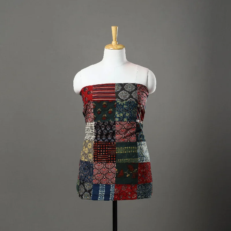 Final Markdown Multicolor - Patchwork Ajrakh Print Cotton Kurta Material (2.6m) 20