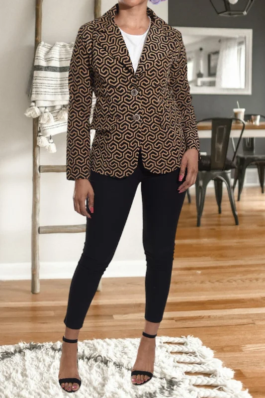 Daily Specials Patterned Light Brown Blazer Coat