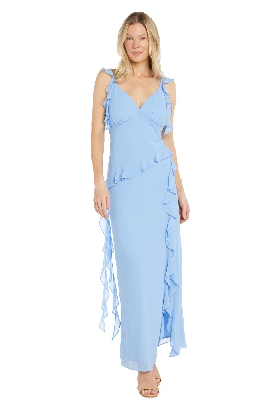 Clearance Items R&M Richards 6187 Long Ruffle Formal Maxi Dress