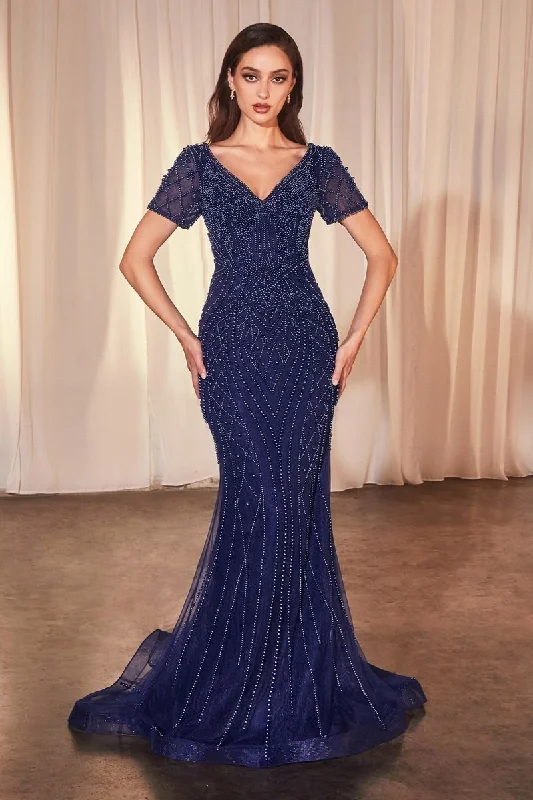 Sneak Peek Sale Cinderella Divine CC4019 Long Beaded Fitted Formal Dress
