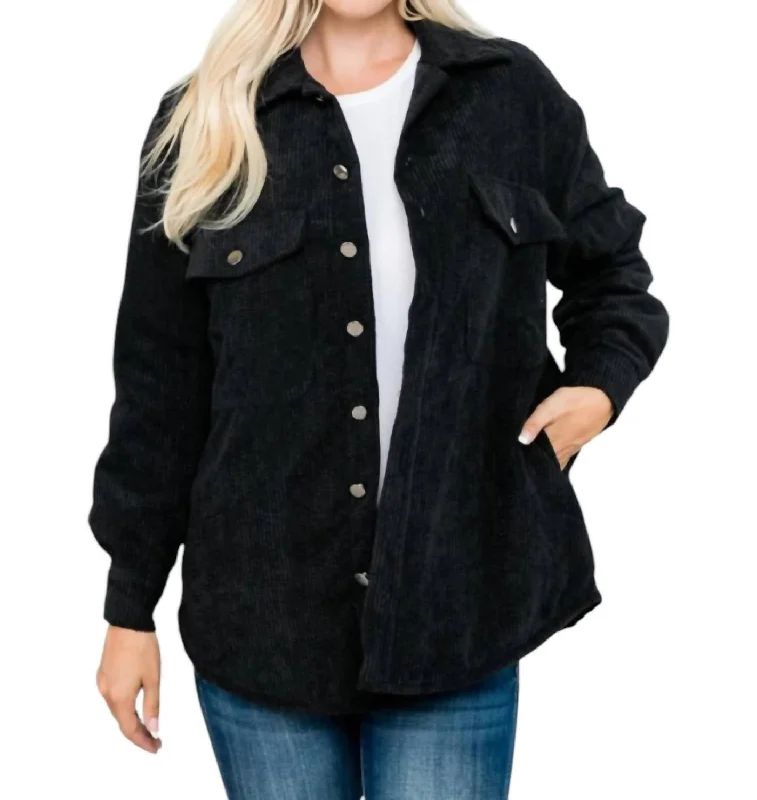 Instant Discount Talissa Oversized Padded Corduroy Jacket In Black