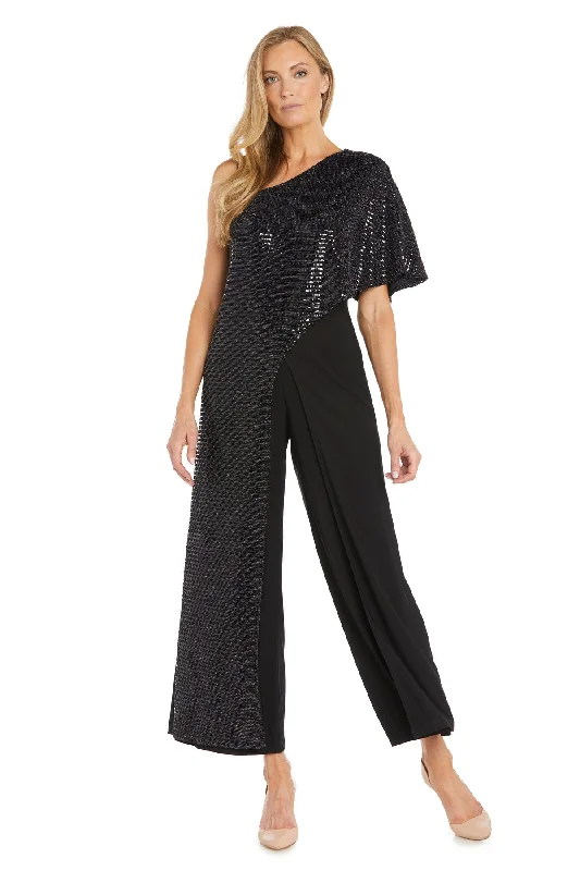 Final Sale R&M Richards 5871 Long Formal Metallic Jumpsuit