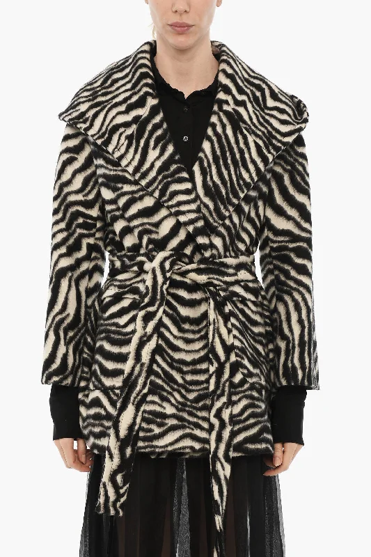Seasonal Sale Tagliatore Animal Motif Coat with Belt