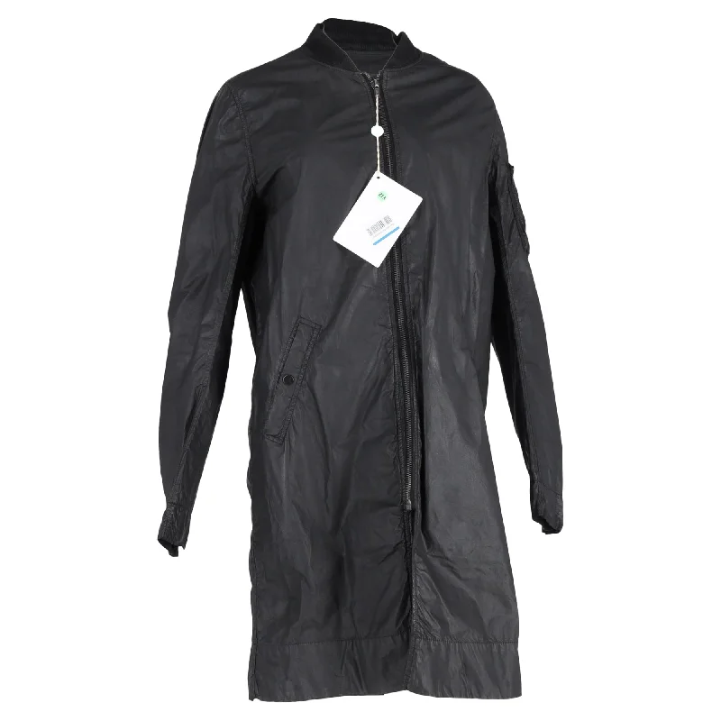 Limited Stock Rick Owens DRKSHDW Long Zipped Jacket in Black Polyamide