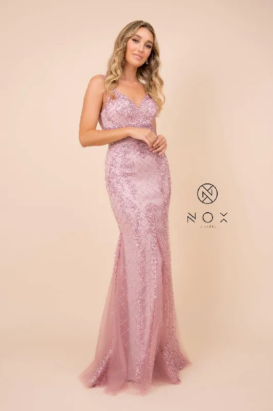 Discount Mania Long Formal Sleeveless Mermaid Prom Dress Rose Pink