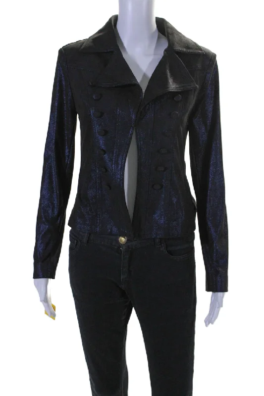 Stock Clearance Insight Womens Sparkle Metallic Midnight Blue Long Sleeve Jacket