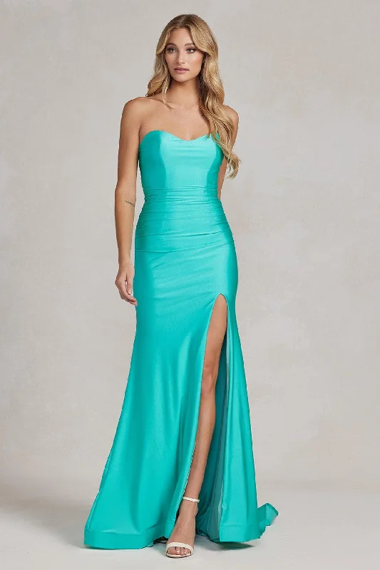 YEAR-End Sale Nox Anabel T1139 Sexy Long Strapless Formal Prom Gown Atlantic Blue