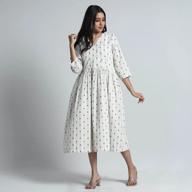Amazing Deals White - Exquisite Jacquard Cotton Dress