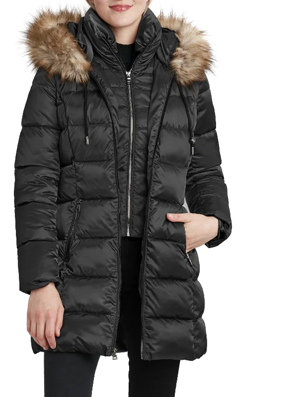 Steals and Deals Womens Satin Cold Weather Puffer Jacket