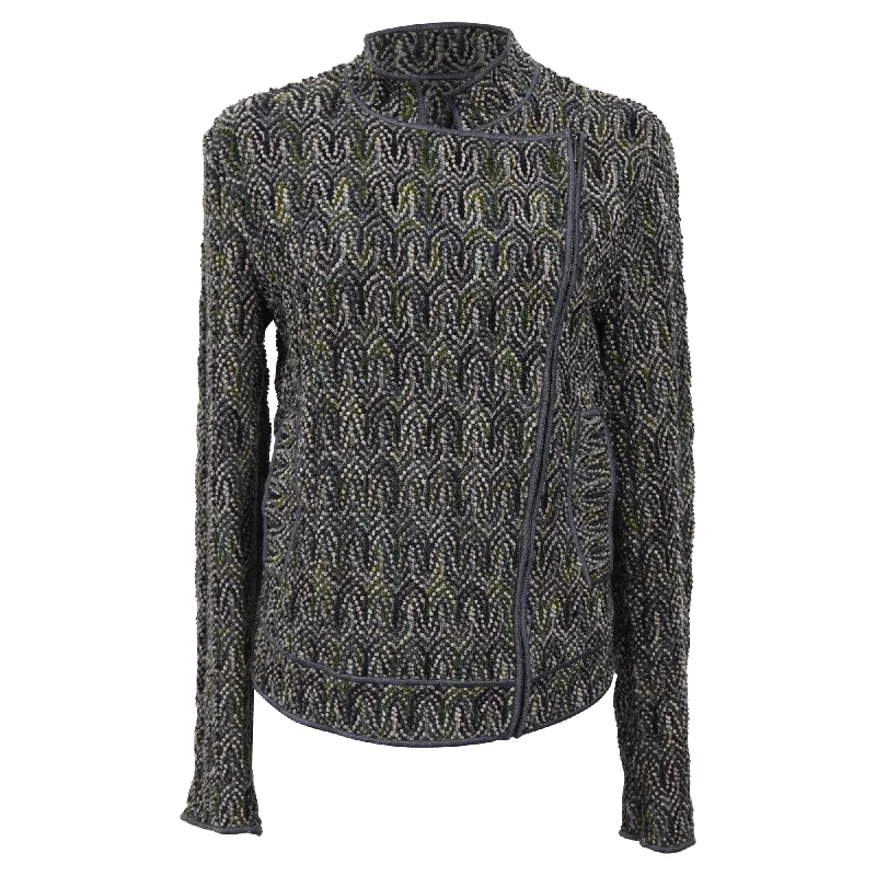 Take Advantage Missoni Knitted Overlap Zipped jacket in Multicolor Wool