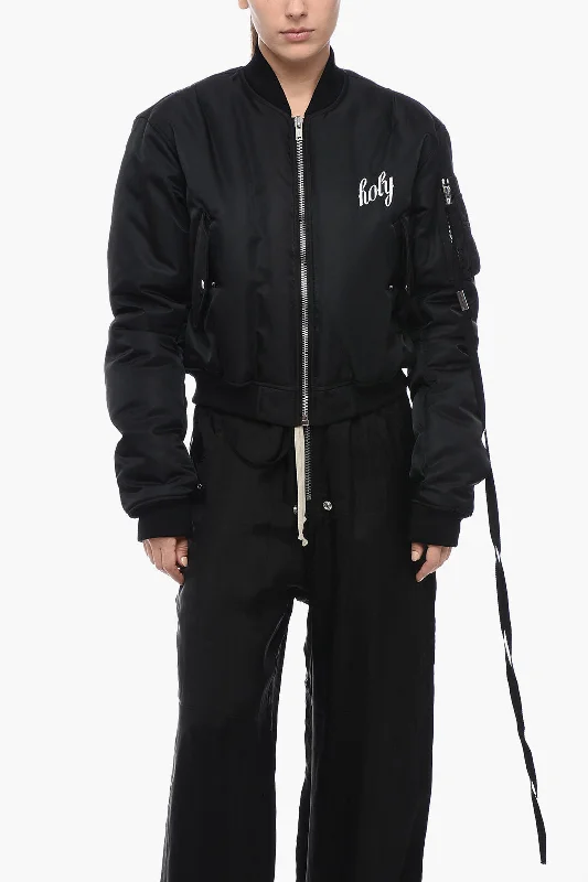 Mega Sale Ann Demeulemeester Embroidered Cropped HOLY Bomber Jacket