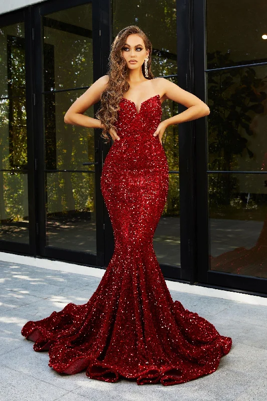 Today Only Portia And Scarlett 21208 Strapless Long Prom Dress Red