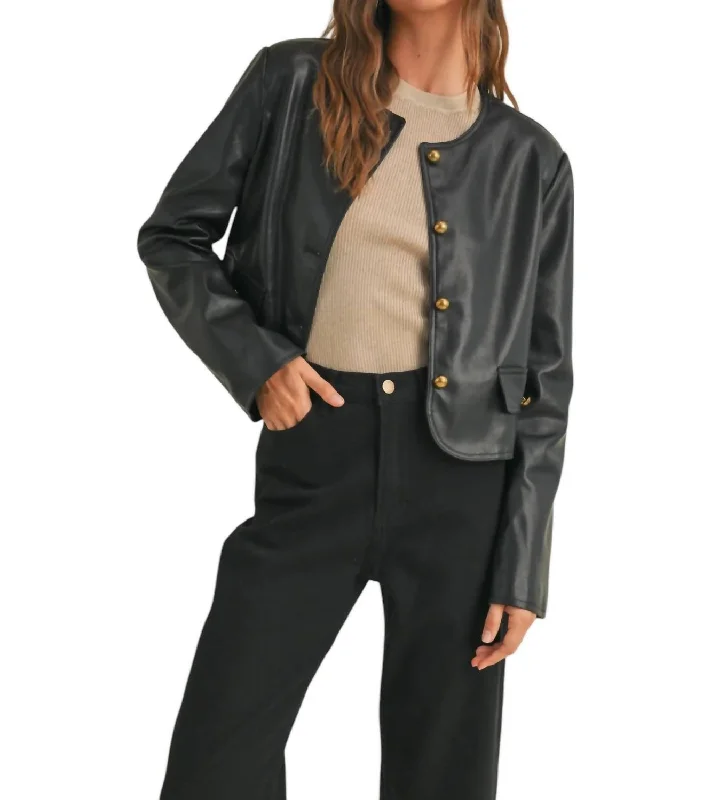 Limited Quantity Faux Leather Jacket In Black
