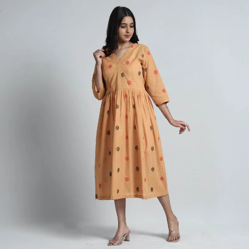 Midnight Sale Beige - Exquisite Jacquard Cotton Dress