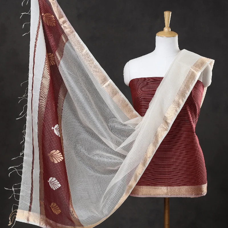Price Meltdown 2pc Maheshwari Silk Handloom Suit Material Set with Zari Border 03
