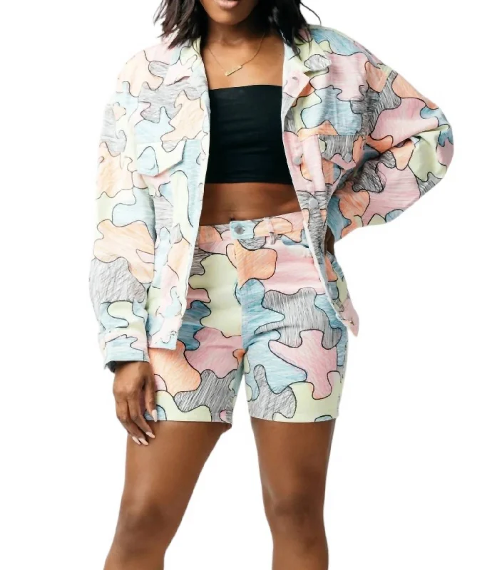 Price Drop Jean Short Set In Multicolored