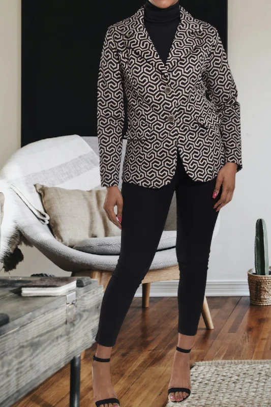Incredible Offers Light Brown Pattern Blazer Coat