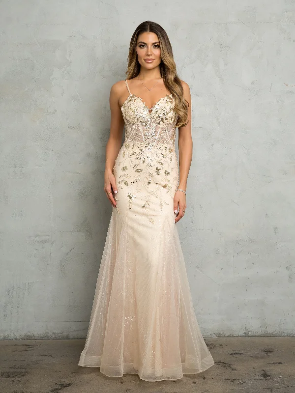 Last Chance Eva Fashion 5257 Long Fitted Beaded Sequin Formal Prom Dress
