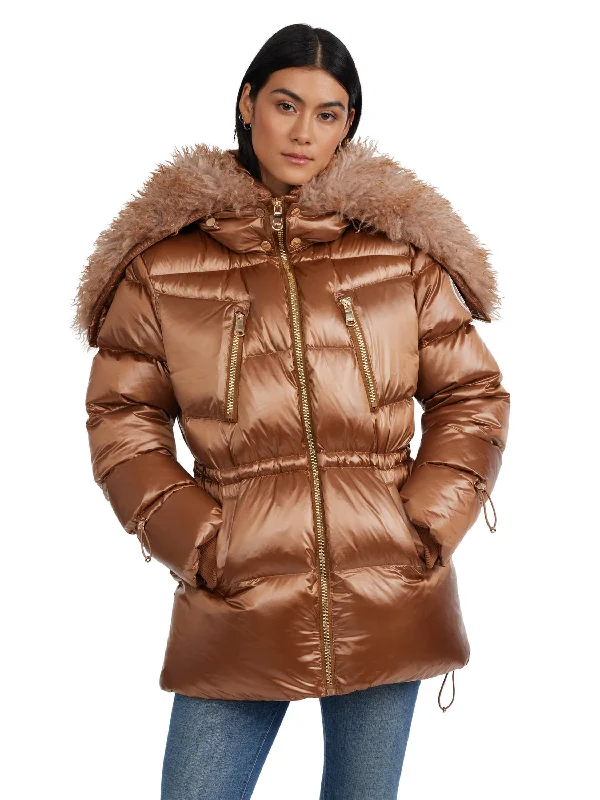 Final Sale Pajar Women's Electra Mid Puffer with Detachable Sherpa Lined Split Hood