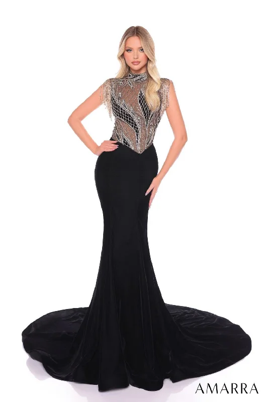 Hurry In Amarra 88104 Long Formal Fringe Mermaid Evening Prom Dress