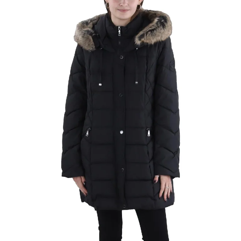 Huge Discounts Womens Faux Fur Trim Hooded Puffer Jacket