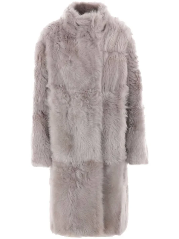 Warehouse Sale Women's Manteau Shearling Coat In Sirocco