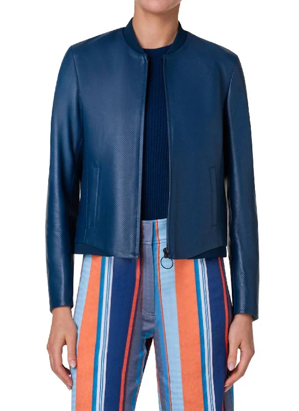 Buy More, Save More Pin Dot Nappa Leather Jacket In Navy