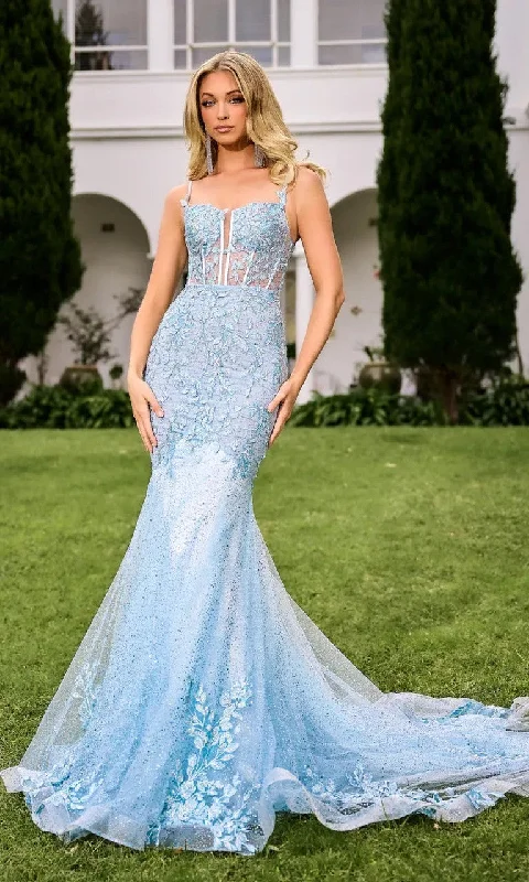 Shop and Save Portia and Scarlett PS24252 Fitted Long Beaded Formal Prom Dress