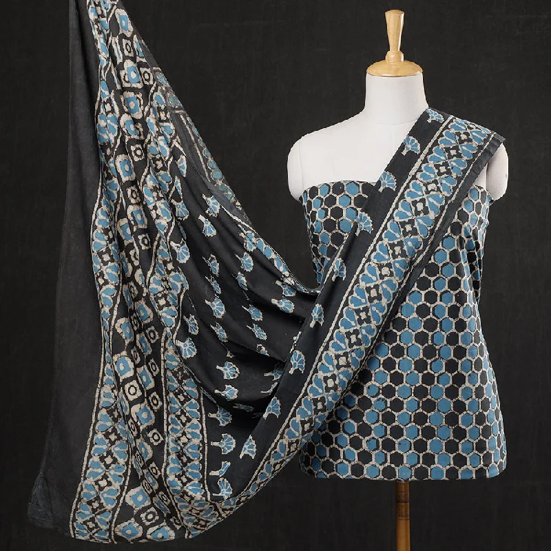 Weekend Deal Multicolor - 3pc Cotton Block Printed Pipad Dress Material Set