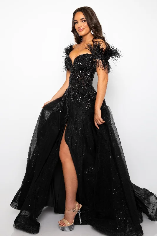 Customer Appreciation Sale Ava Presley 39213 Formal Prom Long Sequin Feather Dress