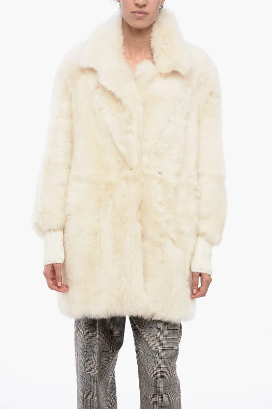 Best Deals Fabiana Filippi Shearling Coat With Ribbed Knit Cuffs