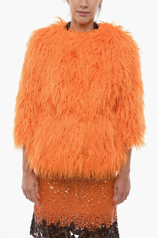 Friends and Family Sale Alabama Muse Eco-fur ROSS Coat with Back Bow
