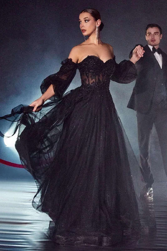 Take Advantage Cinderella Divine CD948 Corset Strapless Long Prom Dress Black