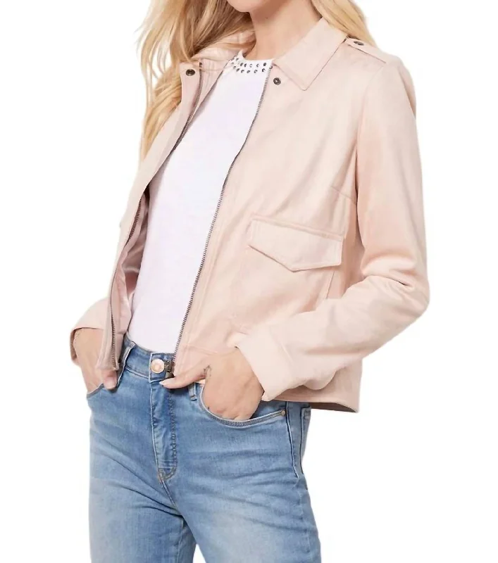 Online Exclusive Alena Hidden Zipper Trucker Jacket In Powder Pink