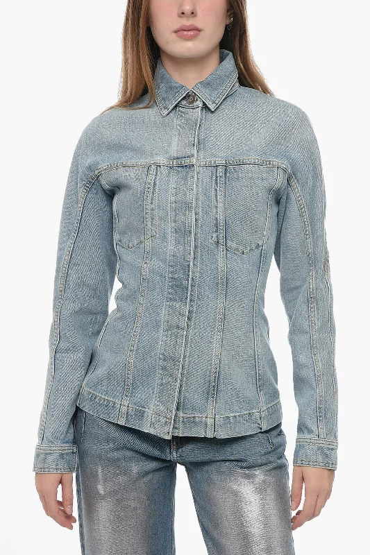 Weekend Deal Alaia Fitted Denims Jacket with Visible Stitchies